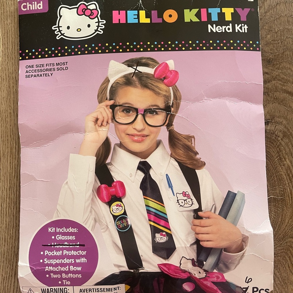 Kids Costume - Hello Kitty Skirt & Nerd Kit